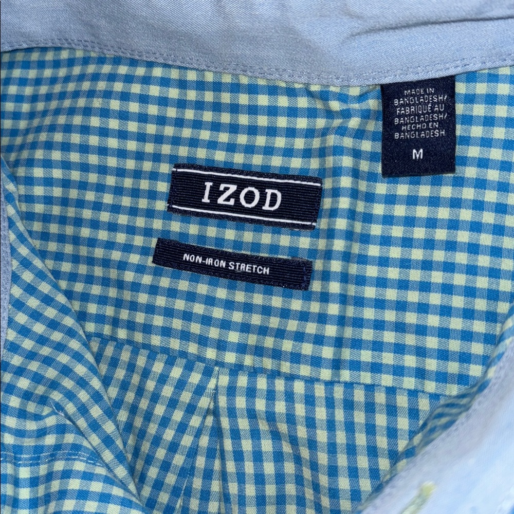 Izod Mens Performance Stretch Non-Iron Plaid Button-Front Shirt Top Medium - Picture 2 of 6